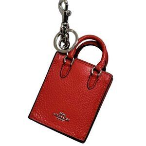 Coach Leather Mini Tote North South Red Bag Charm Keyring